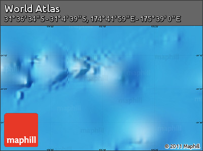 Physical Map of the Area around 31° 20' 36" S, 175° 10' 30" E