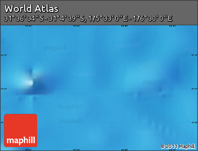 Physical Map of the Area around 31° 20' 36" S, 176° 1' 30" E