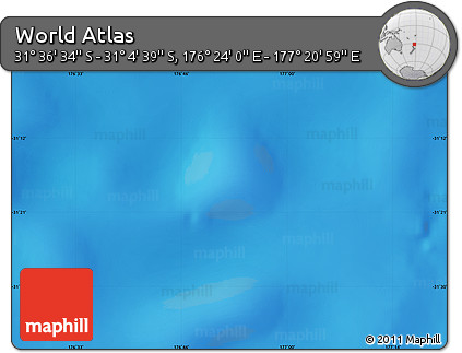 Physical Map of the Area around 31° 20' 36" S, 176° 52' 30" E