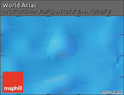 Physical Map of the Area around 31° 20' 36" S, 176° 52' 30" E
