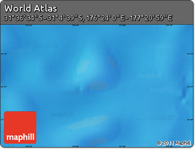 Physical Map of the Area around 31° 20' 36" S, 176° 52' 30" E
