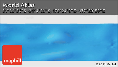 Physical Panoramic Map of the Area around 31° 20' 36" S, 176° 52' 30" E