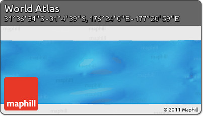 Physical Panoramic Map of the Area around 31° 20' 36" S, 176° 52' 30" E
