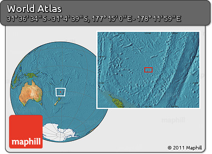 Satellite Location Map of the Area around 31° 20' 36" S, 177° 43' 29" E