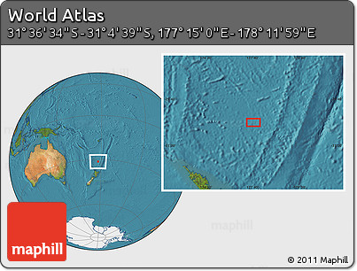 Satellite Location Map of the Area around 31° 20' 36" S, 177° 43' 29" E
