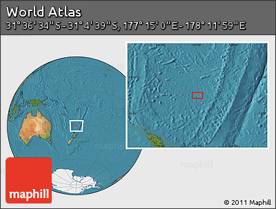 Satellite Location Map of the Area around 31° 20' 36" S, 177° 43' 29" E