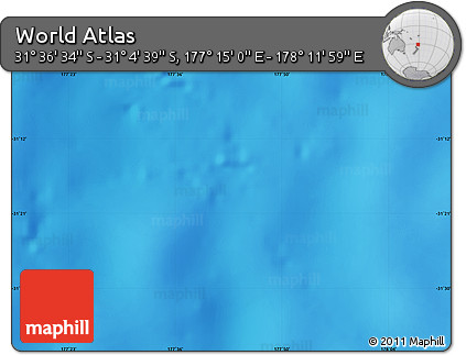 Physical Map of the Area around 31° 20' 36" S, 177° 43' 29" E