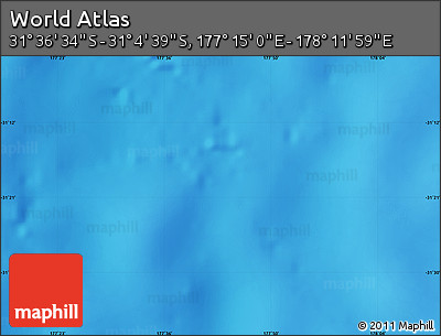 Physical Map of the Area around 31° 20' 36" S, 177° 43' 29" E