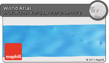 Physical Panoramic Map of the Area around 31° 20' 36" S, 178° 34' 29" E