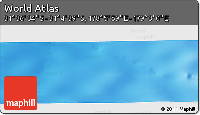 Physical Panoramic Map of the Area around 31° 20' 36" S, 178° 34' 29" E