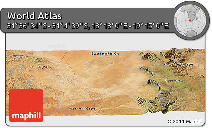 Satellite Panoramic Map of the Area around 31° 20' 36" S, 18° 46' 29" E