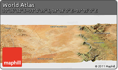 Satellite Panoramic Map of the Area around 31° 20' 36" S, 18° 46' 29" E