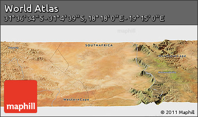 Satellite Panoramic Map of the Area around 31° 20' 36" S, 18° 46' 29" E