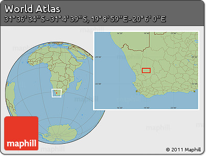 Savanna Style Location Map of the Area around 31° 20' 36" S, 19° 37' 30" E