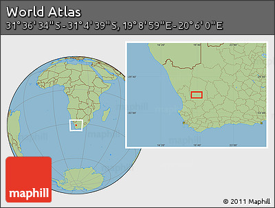 Savanna Style Location Map of the Area around 31° 20' 36" S, 19° 37' 30" E