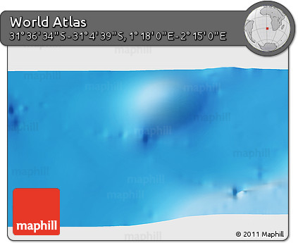 Shaded Relief 3D Map of the Area around 31° 20' 36" S, 1° 46' 29" E