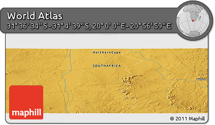 Physical Panoramic Map of the Area around 31° 20' 36" S, 20° 28' 30" E