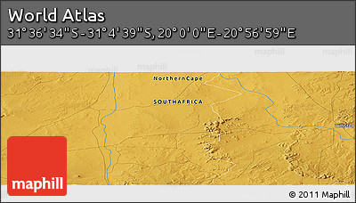 Physical Panoramic Map of the Area around 31° 20' 36" S, 20° 28' 30" E