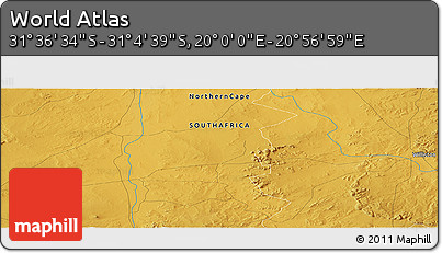 Physical Panoramic Map of the Area around 31° 20' 36" S, 20° 28' 30" E