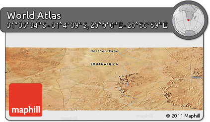 Satellite Panoramic Map of the Area around 31° 20' 36" S, 20° 28' 30" E