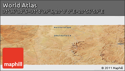 Satellite Panoramic Map of the Area around 31° 20' 36" S, 20° 28' 30" E