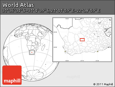 Blank Location Map of the Area around 31° 20' 36" S, 22° 10' 29" E