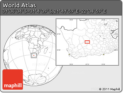 Blank Location Map of the Area around 31° 20' 36" S, 22° 10' 29" E