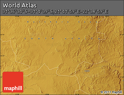 Physical Map of the Area around 31° 20' 36" S, 22° 10' 29" E