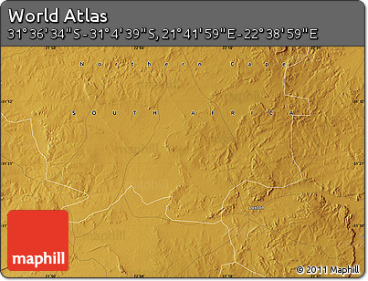 Physical Map of the Area around 31° 20' 36" S, 22° 10' 29" E