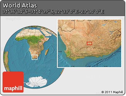 Satellite Location Map of the Area around 31° 20' 36" S, 23° 1' 29" E