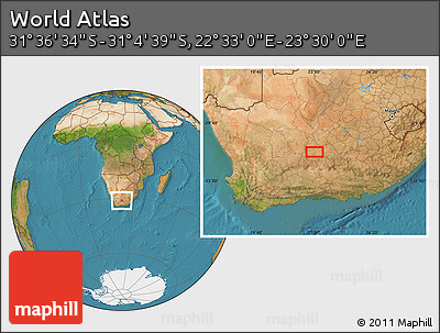 Satellite Location Map of the Area around 31° 20' 36" S, 23° 1' 29" E