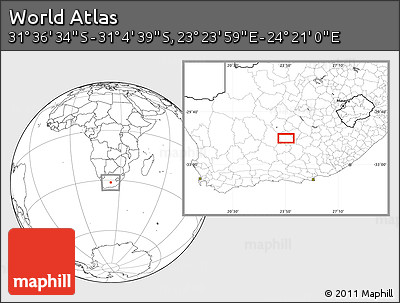 Blank Location Map of the Area around 31° 20' 36" S, 23° 52' 30" E