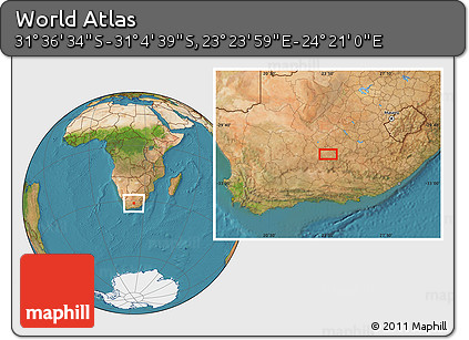 Satellite Location Map of the Area around 31° 20' 36" S, 23° 52' 30" E