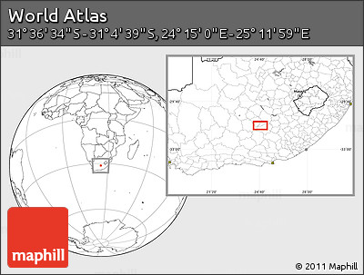Blank Location Map of the Area around 31° 20' 36" S, 24° 43' 30" E