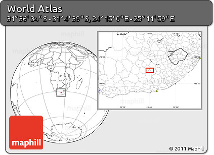 Blank Location Map of the Area around 31° 20' 36" S, 24° 43' 30" E
