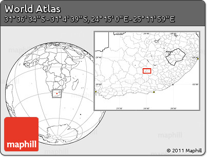 Blank Location Map of the Area around 31° 20' 36" S, 24° 43' 30" E