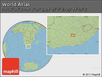 Savanna Style Location Map of the Area around 31° 20' 36" S, 24° 43' 30" E