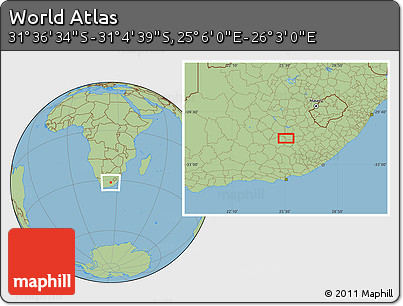 Savanna Style Location Map of the Area around 31° 20' 36" S, 25° 34' 30" E