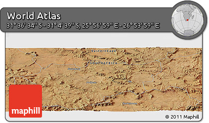 Satellite Panoramic Map of the Area around 31° 20' 36" S, 26° 25' 29" E