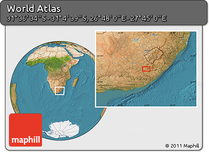 Satellite Location Map of the Area around 31° 20' 36" S, 27° 16' 29" E
