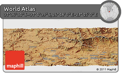 Satellite Panoramic Map of the Area around 31° 20' 36" S, 27° 16' 29" E