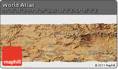 Satellite Panoramic Map of the Area around 31° 20' 36" S, 27° 16' 29" E