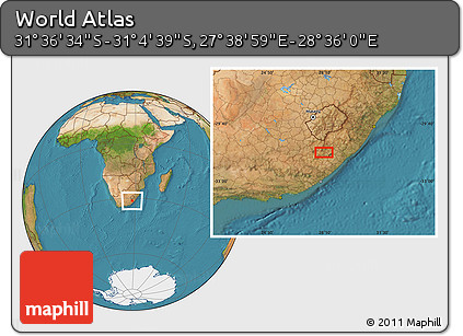 Satellite Location Map of the Area around 31° 20' 36" S, 28° 7' 30" E