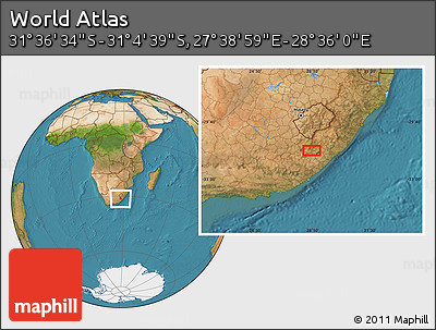 Satellite Location Map of the Area around 31° 20' 36" S, 28° 7' 30" E