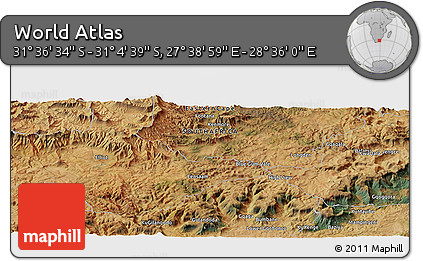 Satellite Panoramic Map of the Area around 31° 20' 36" S, 28° 7' 30" E