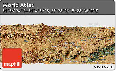 Satellite Panoramic Map of the Area around 31° 20' 36" S, 28° 7' 30" E