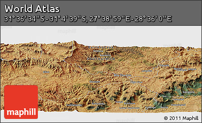 Satellite Panoramic Map of the Area around 31° 20' 36" S, 28° 7' 30" E