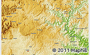 Physical Map of the area around 31° 20' 36" S, 28° 58' 30" E