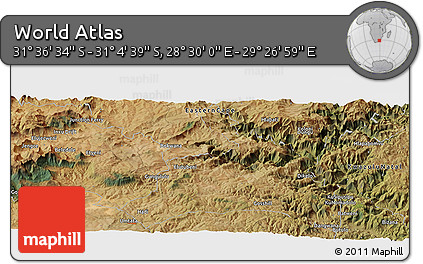 Satellite Panoramic Map of the Area around 31° 20' 36" S, 28° 58' 30" E