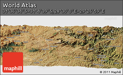 Satellite Panoramic Map of the Area around 31° 20' 36" S, 28° 58' 30" E